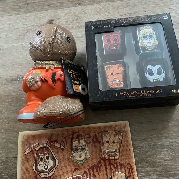 LOT OF 3 Trick R Treat Bundle Sam Signage Shot Glass Halloween | Brand New - Picture 2 of 3